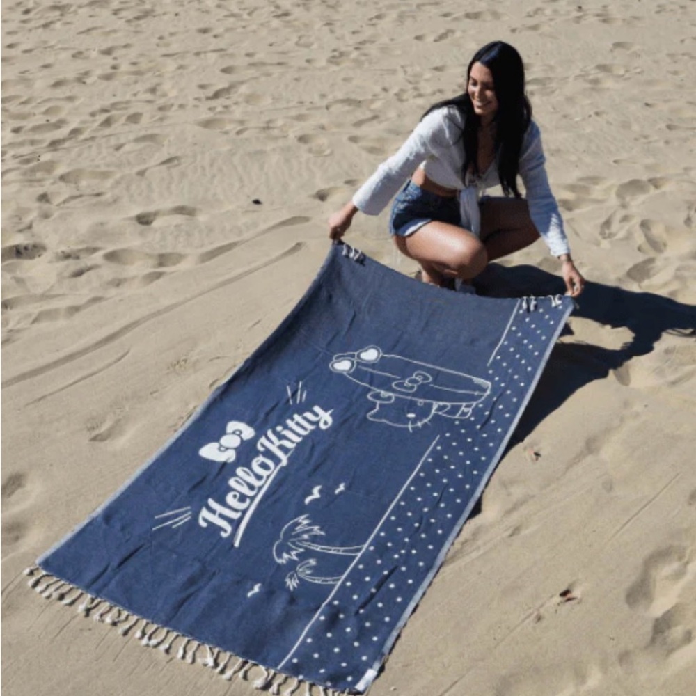 Hello Kitty Navy Beach Towel nwt by Sand Cloud standard size